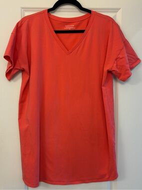 EILEEN FISHER Short Sleeve V-Neck T-Shirt Red Women’s Size Medium